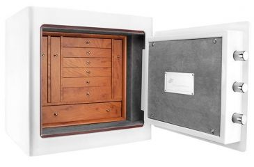 Image of Barska White Keypad Jewelry Safe, Fireproof, Motion Sensor Light Interior, White, External Size 18 x 14 x 17.5 in AX12672