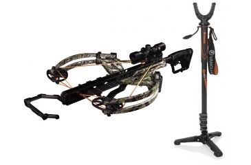 Image of Bear X Torrix Crossbow Package, Realtree Xtra Green, A6TRXXG125 W/ Vanguard Veo Shooting Stick