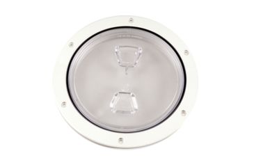 Image of Beckson Marine 6" Clear Center Screw Out Deck Plate - White 46428