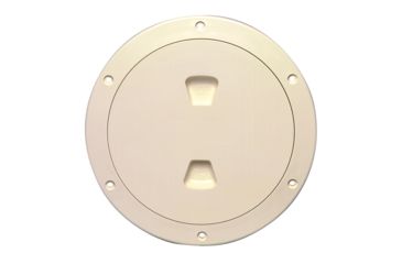 Image of Beckson Marine 6" Smooth Center Screw-Out Deck Plate - Beige 46424