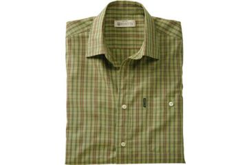 Image of Beretta Mens Drip Dry Short Sleeve Shirt, Green / Brown Check, Small LU520075170796S