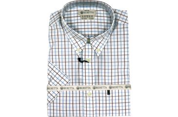 Image of Beretta Mens Drip Dry Short Sleeve Shirt, White Check, Extra Large LU52007517010RXL