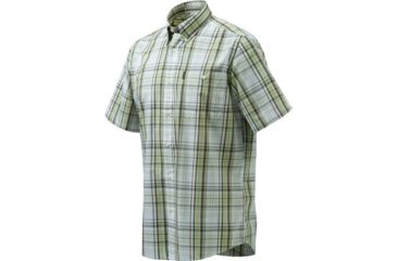 Image of Beretta Mens Drip Dry Short Sleeve Shirt, White / Green Check, Extra Large LU52007517012XXL