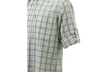 Image of Beretta Mens Seersucker Button-Down Long Sleeve Plaid Shirt,White/Green,XL LU540T1072011BXL