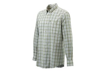 Image of Beretta Mens Seersucker Button-Down Long Sleeve Plaid Shirt,White/Green,XL LU540T1072011BXL