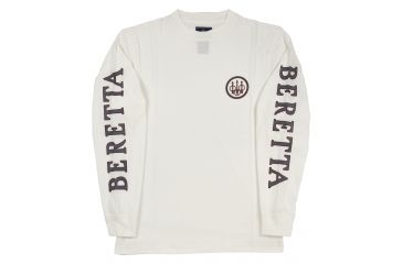 Image of Beretta T-Shirt Double Logo Long Sleeve, White, Small TS71729401S