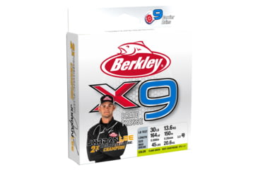 Image of Berkley Jordan Lee x9 Braid Superline, 0.17mm class/0.007in class, 20lb test/37 lbC/17.0kg, 2188yd/2000m, 8lb, Flame Green, X9BBK20-GG, Flame Green, 0.007 in/0.17 mm, 1486874