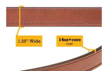 Image of Bigfoot Gun Belts Gun Belt 14oz Steel Core - 34 Inch - Brown - Stainless Steel - GB14C-34-BR-SS