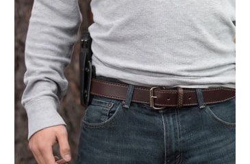 Image of Bigfoot Gun Belts Untamed Series 1.5in Wide Leather 14oz Gun Belt w/ No Core - Men's, 42in, Brown, Stainless Steel Buckle, GB14-42-BR-SS