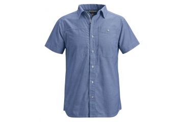 Image of Black Diamond Chambray Modernist Short Sleeve Shirt - Mens