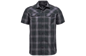 Image of Black Diamond Short Sleeve Benchmark Shirt - Men's, Large, Black/Anthracite/Carbon Plaid, AP7530039005LRG1