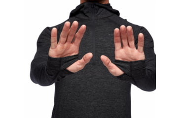 Image of Black Diamond SLTN Wool Bslyr Half Zip Hoody - Mens, Black, Extra Large, AP7600220002XLG1