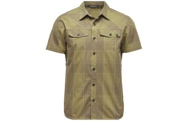 Image of Black Diamond Technician Mens Short Sleeve Shirt, Burnt Olive/Herb Plaid, Large, APB94J999LRG1