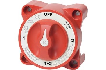 Image of Blue Sea Systems E Ser. Batt Sw, 1-2-Off-Both, Red BS-9001E