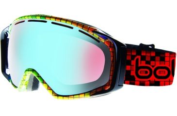 Image of Bolle Gravity Black Mosaic Frame Modulator Vermillon Blue Lens Goggle 20811