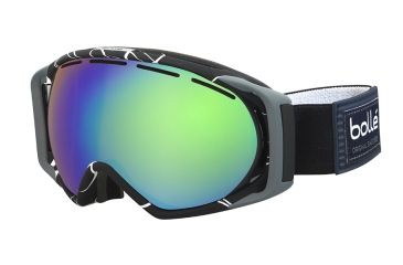 Image of Bolle Gravity Goggles, Black and White Frame, Green Emerald Lens, 21457