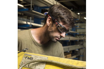 Image of Bolle Rush+ Assembled Safety Glasses, Black Red Frame, Clear Lens, 40252