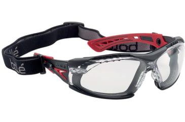 Image of Bolle Rush+ Assembled Safety Glasses, Black Red Frame, Clear Lens, 40252