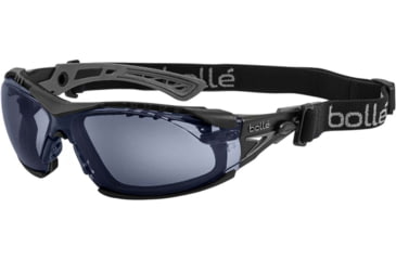 Image of Bolle Rush+ Safety Glasses w/Foam Lining, Black Grey Frame, Smoke Lens, 40259