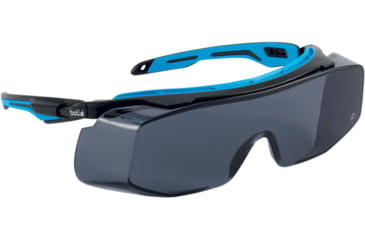 Image of Bolle Tryon OTG Safety Glasses, Black Blue Frame, Smoke Lens, TRYOTGPSF