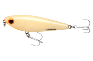 Image of Bomber Saltwater SW Badonk Hi P Topwater Lure, 4in, 1/2oz, Bone/Orange Thrt, BSWDTH4349