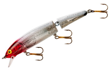 Image of Bomber Jointed Long 15A Slender Minnow Lure, 4 1/2in, 5/8oz, Silver Flash/Red Head, B15JXSI04