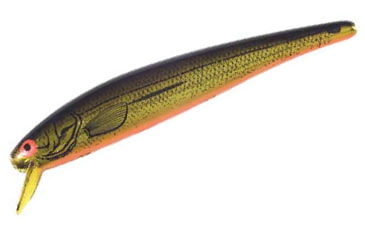 Image of Bomber Long 15A Slender Minnow Jerkbait, 4-1/2in, 1/2oz, Gold Chr/Orange Belly, B15AXMKO