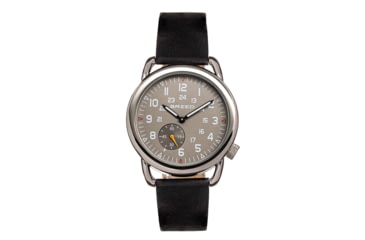 Image of Breed Leather-Band Watch w/Second Sub-dial, Black/Gunmetal, BRD8807, Black/Gunmetal, One Size, BRD8807