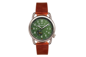 Image of Breed Leather-Band Watch w/Second Sub-dial, Brown/Green, BRD8803, Brown/Green, One Size, BRD8803