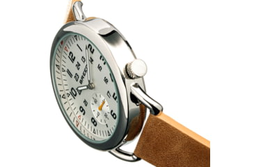 Image of Breed Leather-Band Watch w/Second Sub-dial, Tan/White, BRD8801, Tan/White, One Size, BRD8801