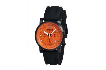 Image of Breed Manning Mens Watch, Black Silicone Band, Black Bezel, Orange Analog Dial, Black-and-white Hand BRD2606