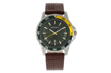 Image of Breed Revolution Leather-Band Watch w/ Date, Brown, One Size, BRD8305