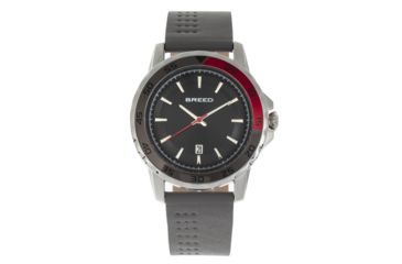 Image of Breed Revolution Leather-Band Watch w/ Date, Grey, One Size, BRD8303
