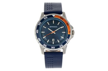 Image of Breed Revolution Leather-Band Watch w/ Date, Navy, One Size, BRD8306, EDEMO1
