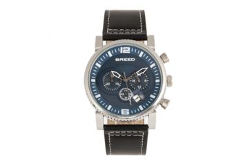 Image of Breed Ryker Chronograph Leather-Band Watch w/ Date, Black/Blue, One Size, BRD8203