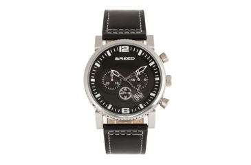 Image of Breed Ryker Chronograph Leather-Band Watch w/ Date, Black, One Size, BRD8202