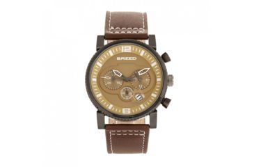Image of Breed Ryker Chronograph Leather-Band Watch w/ Date, Brown/Camel, One Size, BRD8205