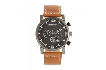 Image of Breed Ryker Chronograph Leather-Band Watch w/ Date, Camel/Gunmetal, One Size, BRD8204