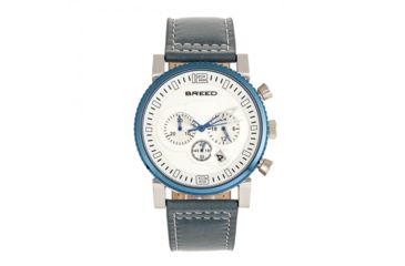 Image of Breed Ryker Chronograph Leather-Band Watch w/ Date, Teal/Silver, One Size, BRD8201