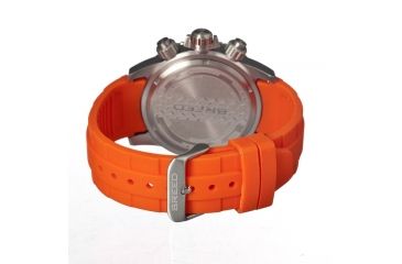 Image of Breed Mens 4303 Salvatore Watch - Orange Silicone Band,Black Bezel,Strap Buckle,Orange Analog Dial,Silver Hand BRD4303