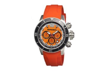 Image of Breed Mens 4303 Salvatore Watch - Orange Silicone Band,Black Bezel,Strap Buckle,Orange Analog Dial,Silver Hand BRD4303