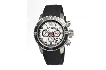 Image of Breed Mens 4301 Salvatore Watch - Black Silicone Band,Black Bezel,Strap Buckle,Silver Analog Dial,Silver Hand BRD4301