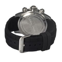 Image of Breed Mens 4302 Salvatore Watch - Black Silicone Band,Silver Bezel,Strap Buckle,Black Analog Dial,Silver Hand in Silver BRD4302