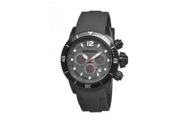 Image of Breed Mens 4305 Salvatore Watch - Charcoal Silicone Band,Black Bezel,Strap Buckle,Charcoal Analog Dial,Silver Hand BRD4305