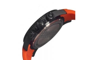 Image of Breed Mens 4306 Salvatore Watch - Orange Silicone Band,Black Bezel,Strap Buckle,Black Analog Dial,Silver Hand BRD4306