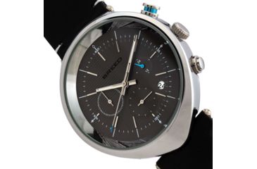 Image of Breed Tempest Chronograph Leather-Band Watch w/Date, Black/Grey, One Size, BRD8603
