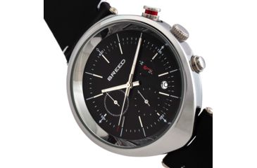 Image of Breed Tempest Chronograph Leather-Band Watch w/Date, Black, One Size, BRD8605