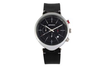 Image of Breed Tempest Chronograph Leather-Band Watch w/Date, Black, One Size, BRD8605