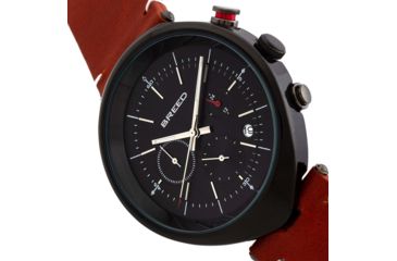 Image of Breed Tempest Chronograph Leather-Band Watch w/Date, Brown/Black, One Size, BRD8606