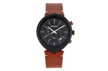 Image of Breed Tempest Chronograph Leather-Band Watch w/Date, Brown/Black, One Size, BRD8606